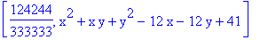 [124244/333333, x^2+x*y+y^2-12*x-12*y+41]